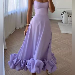 Purple Ruffled and Flowing Dress
